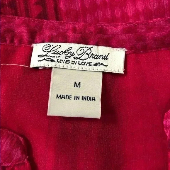 Lucky Brand Halter Neck Sheer Overlay Embroidered Multi-Pattern Pink Tank - M - Picture 10 of 10